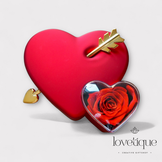 Heart Jewelry Box with Eternal Rose & Promise Ring