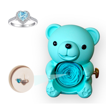 Blue Eternal Rose Bear W/ Promise Ring