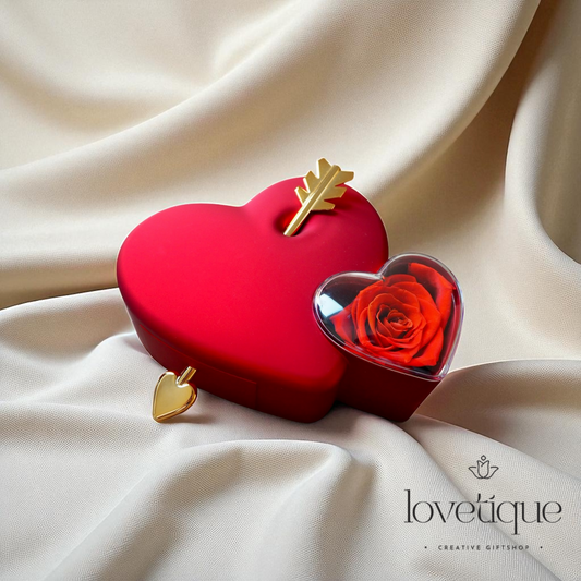 Heart Jewelry Box with Eternal Rose & Promise Ring