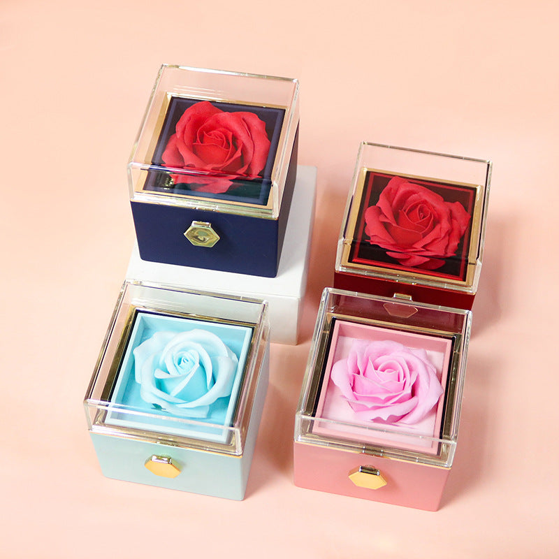 Baby Blue Eternal Rose Box w/ Heart Promise Ring