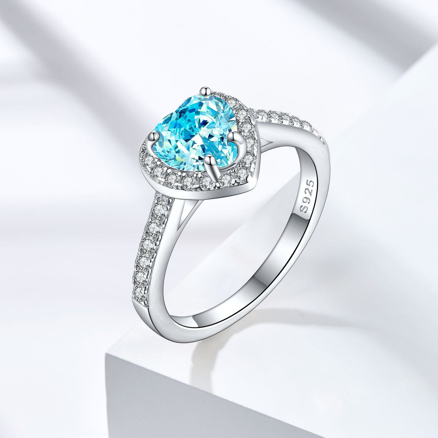 Baby Blue Eternal Rose Box w/ Heart Promise Ring