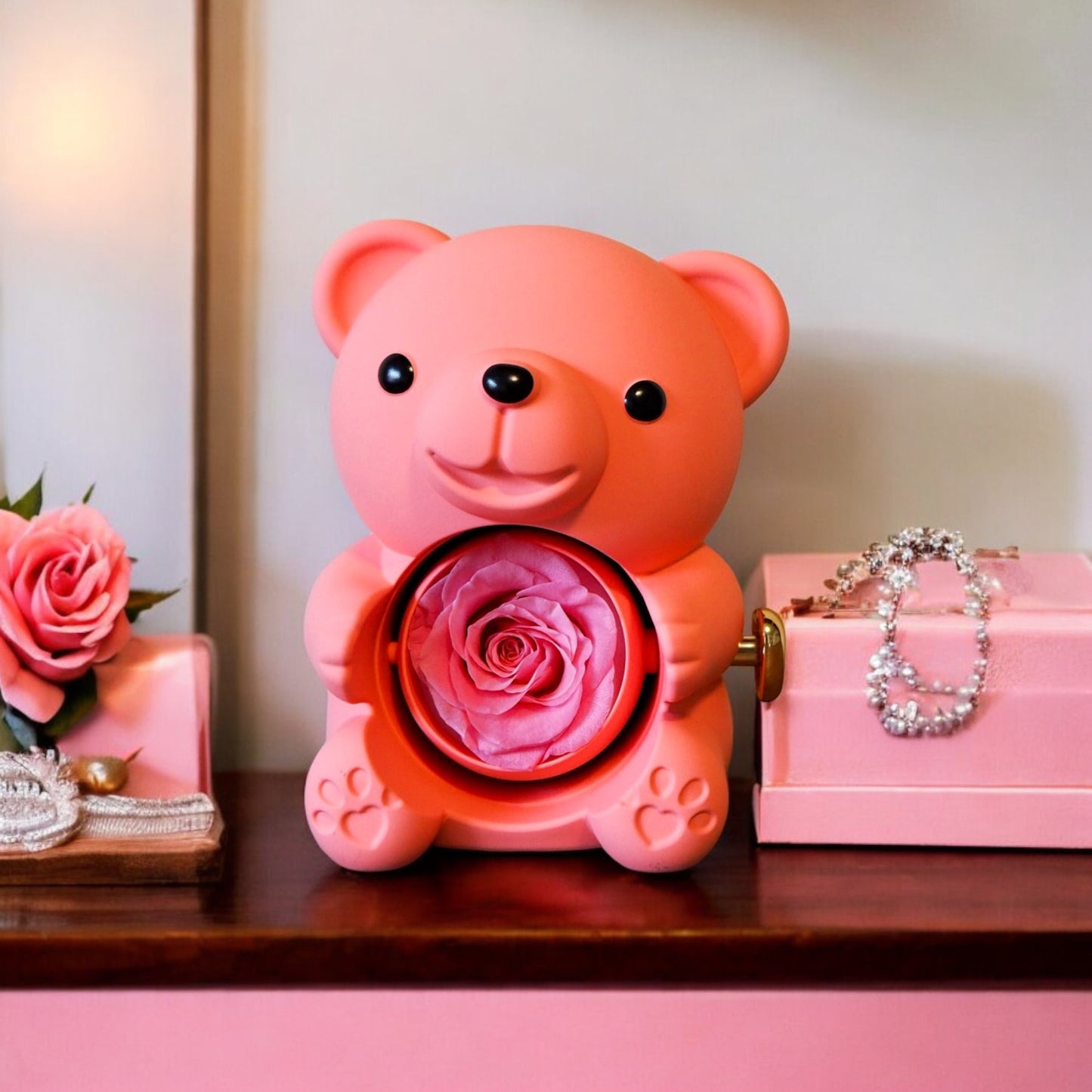 Pink Eternal Rose Bear W/ Promise Ring