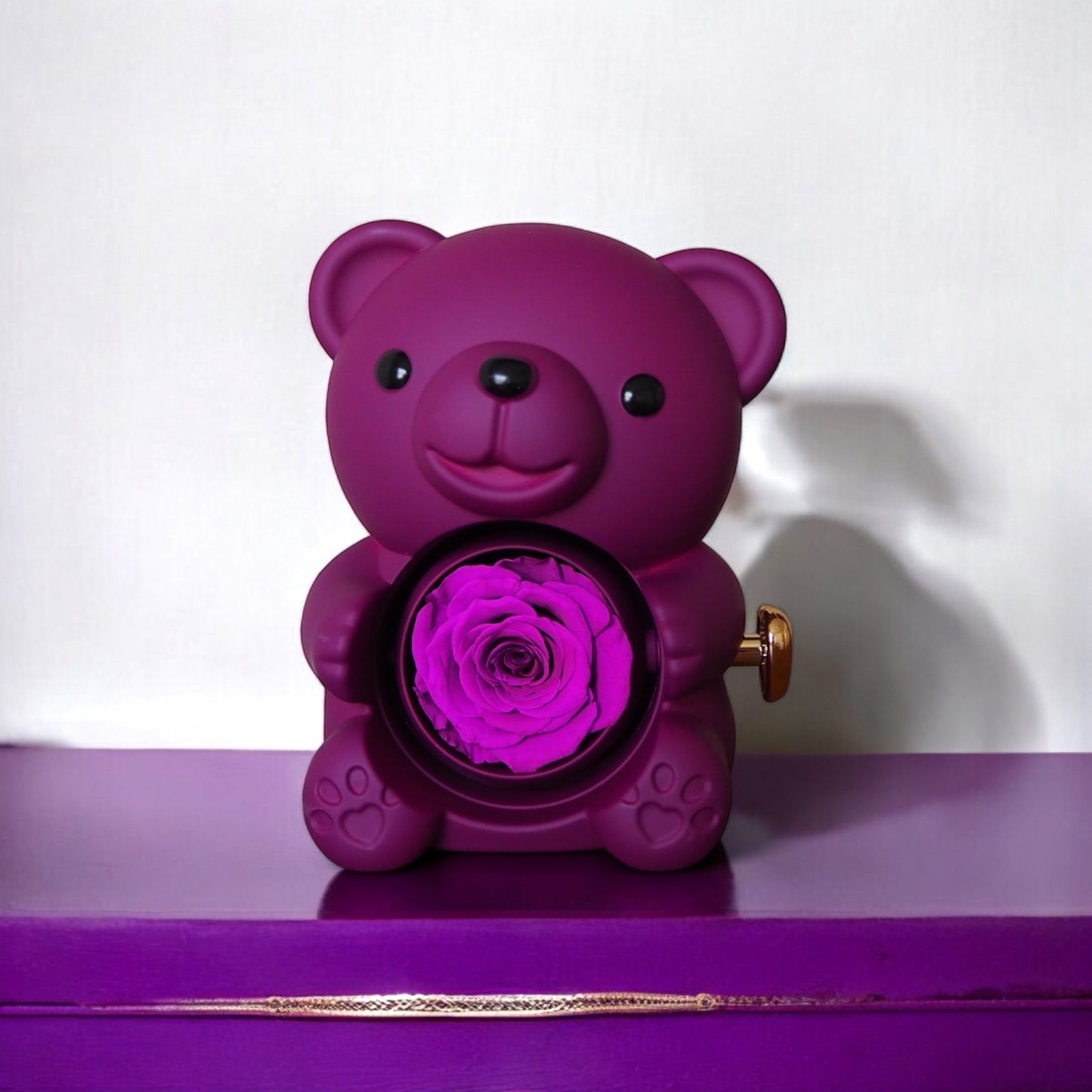 Purple Eternal Rose Bear W/ Promise Ring