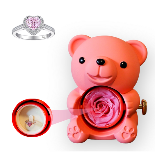 Pink Eternal Rose Bear W/ Promise Ring