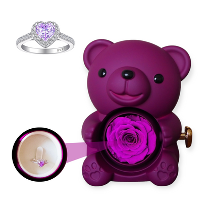 Purple Eternal Rose Bear W/ Promise Ring