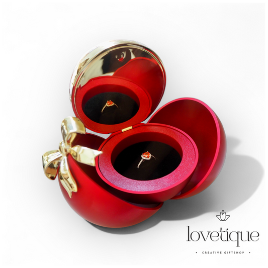 Red Round Eternal Rose Jewelry Box with Red Promise Ring
