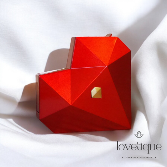 Red Heart Ring Box w/ Red Heart Promise Open Adjustable Ring