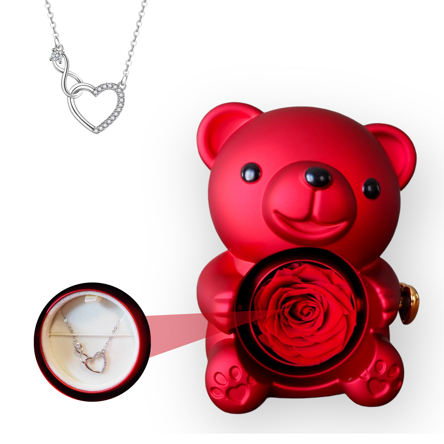 Rose Bear w/ Eternal Rose & Infinite Love Necklace